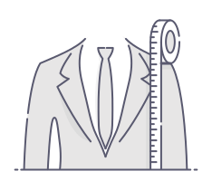 Ilustração de terno com fita métrica, simbolizando os projetos personalizados e consultorias sob medida oferecidos pelo IBEGESP para o setor público